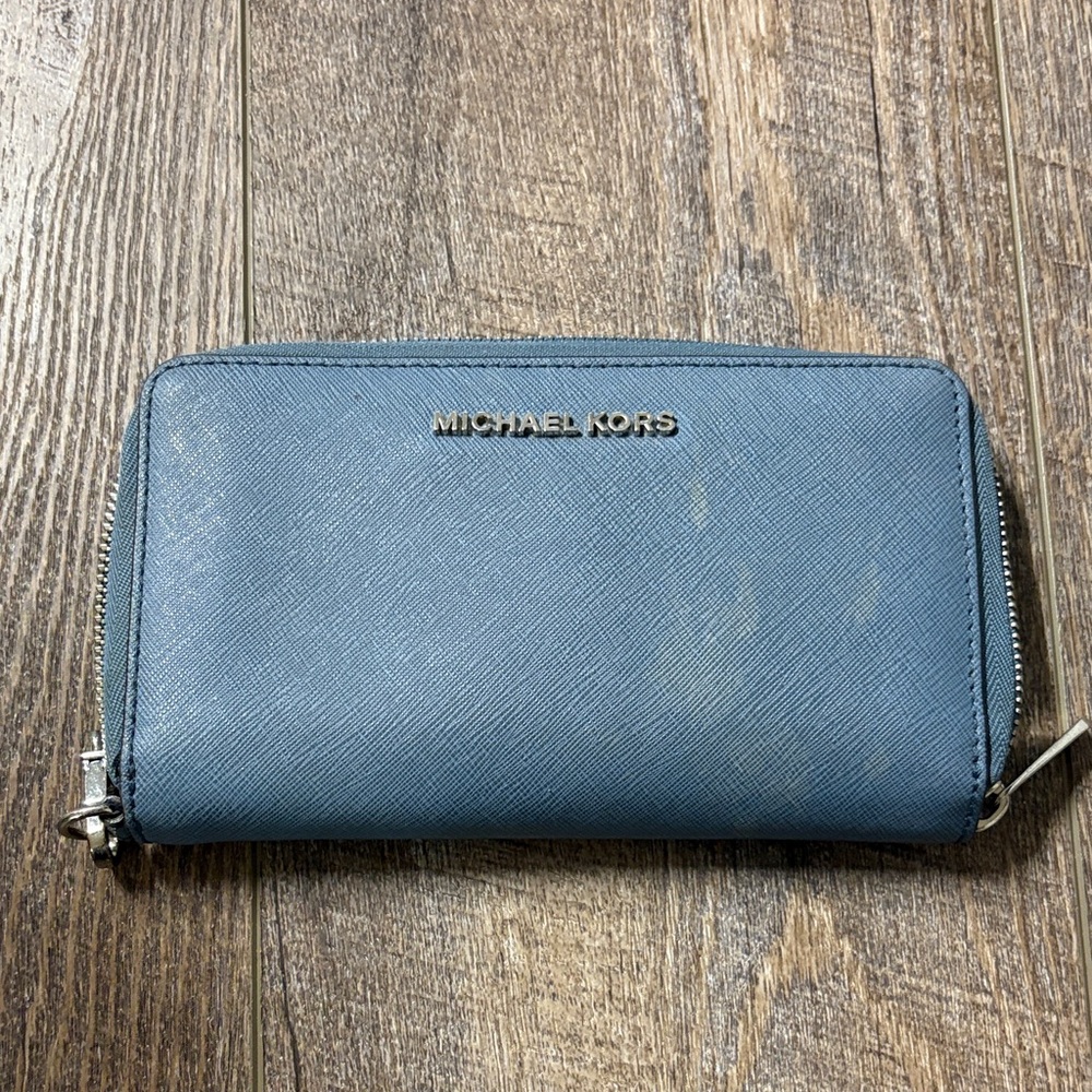 Michael Kors Teal Zip-Around Wallet